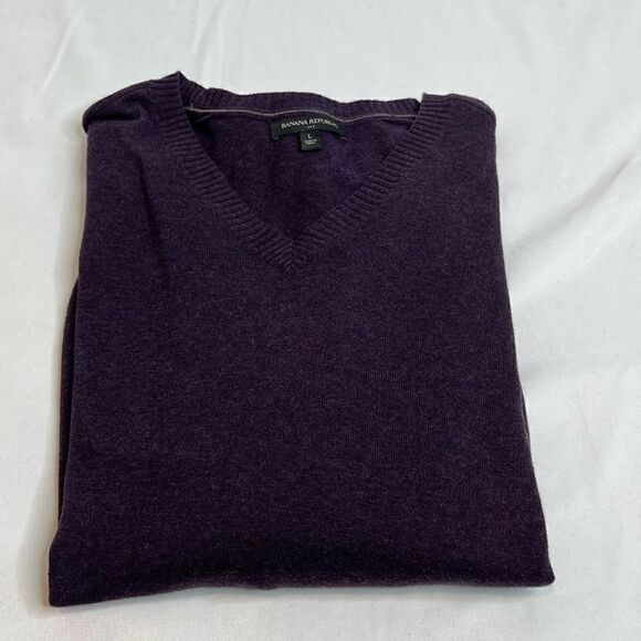 Banana Republic purple V-neck pullover sweater size L - Picture 16 of 16